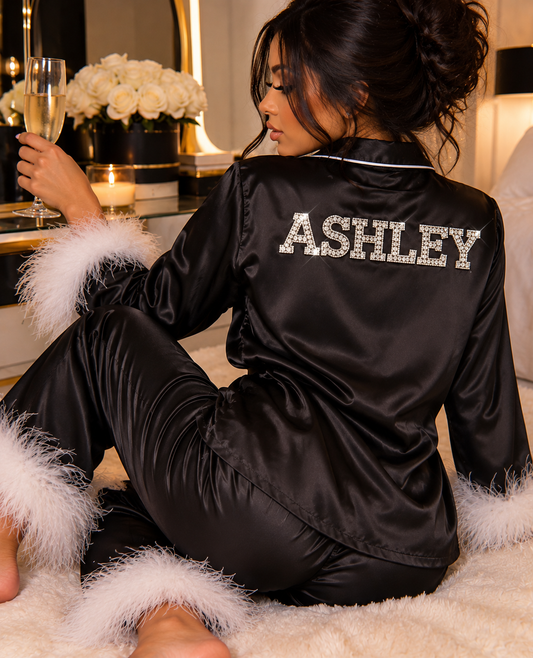 Personalized Feathered Trim PJ Set