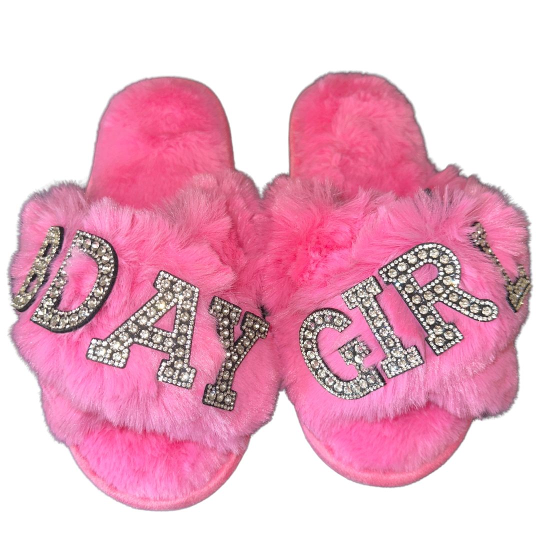 BDAY GIRL Fur Slippers