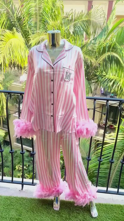 Pink Striped Custom Trim PJs